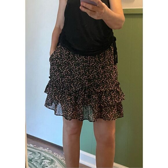 Sienna Sky Floral Ruffle Multi Color Mini Skirt, Size L - Picture 1 of 8
